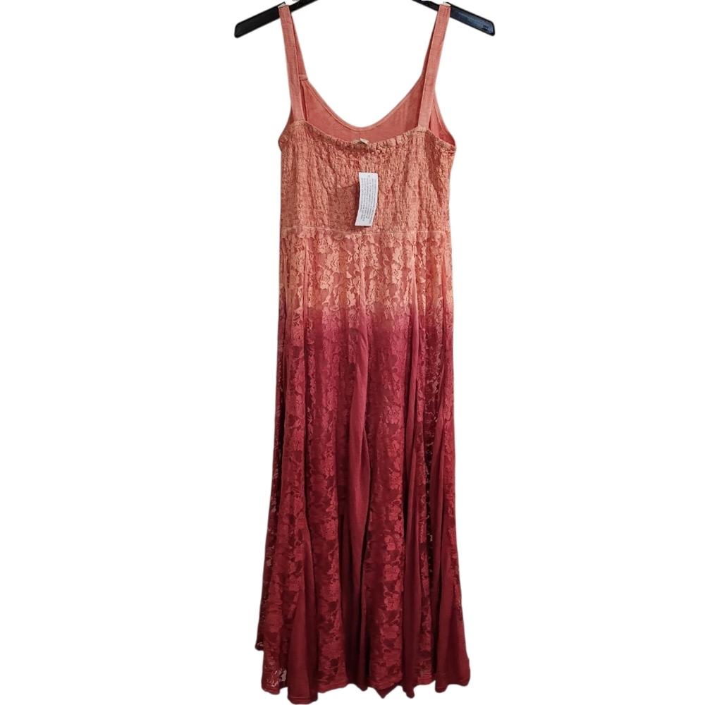 Indigo Thread Co Maxi Slip Dress Sz S NWT Peach/Burgandy Ombre Floral Lace Boho - Picture 2 of 7